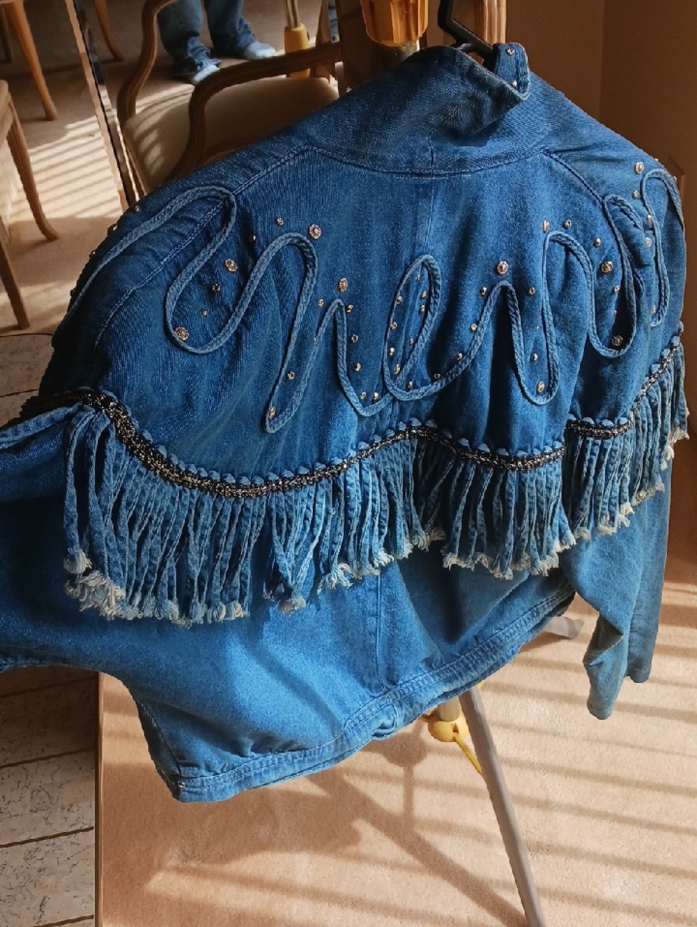 Vintage Women's Denim Jacket With metal Studs& Ropes detail-New,"Cache" - Picture 13 of 16